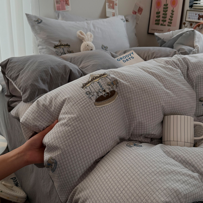 2026新款简约款云感双层纱四件套