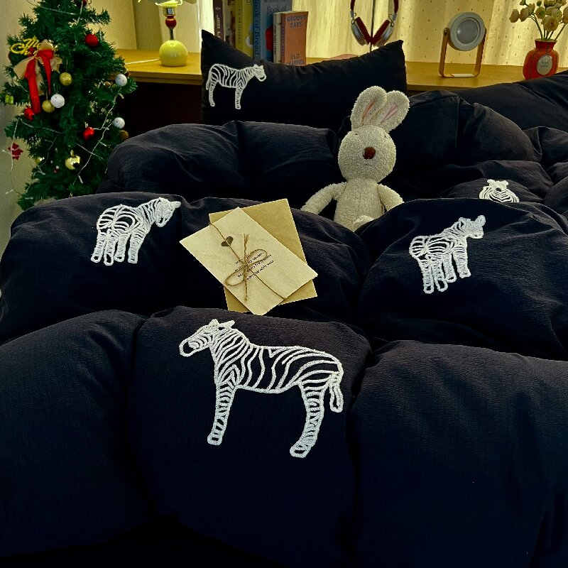 2026新款木棉可爱毛巾绣四件套-马