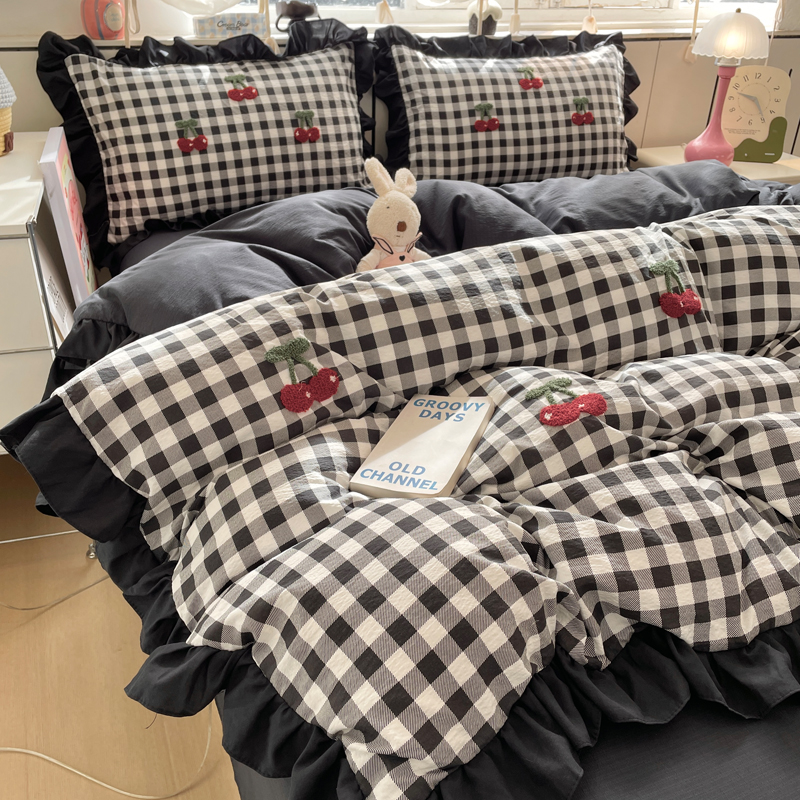 2026新款云感纱毛巾绣花边款四件套