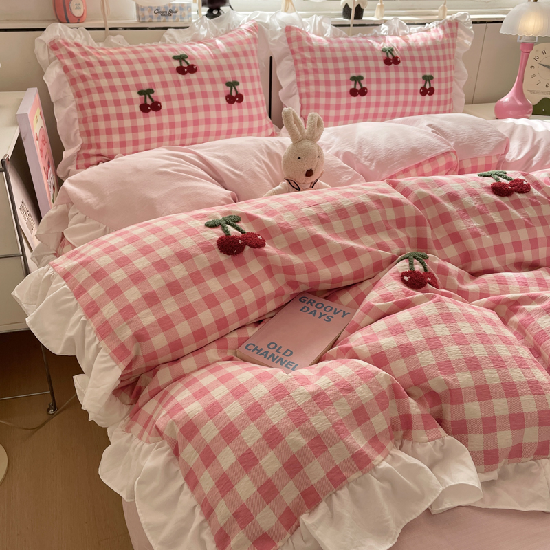 2026新款云感纱毛巾绣花边款四件套