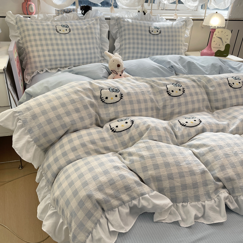 2026新款云感纱毛巾绣花边款四件套