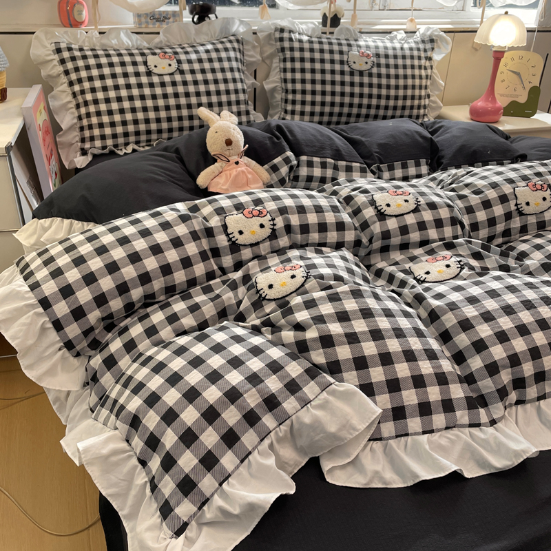 2026新款云感纱毛巾绣花边款四件套