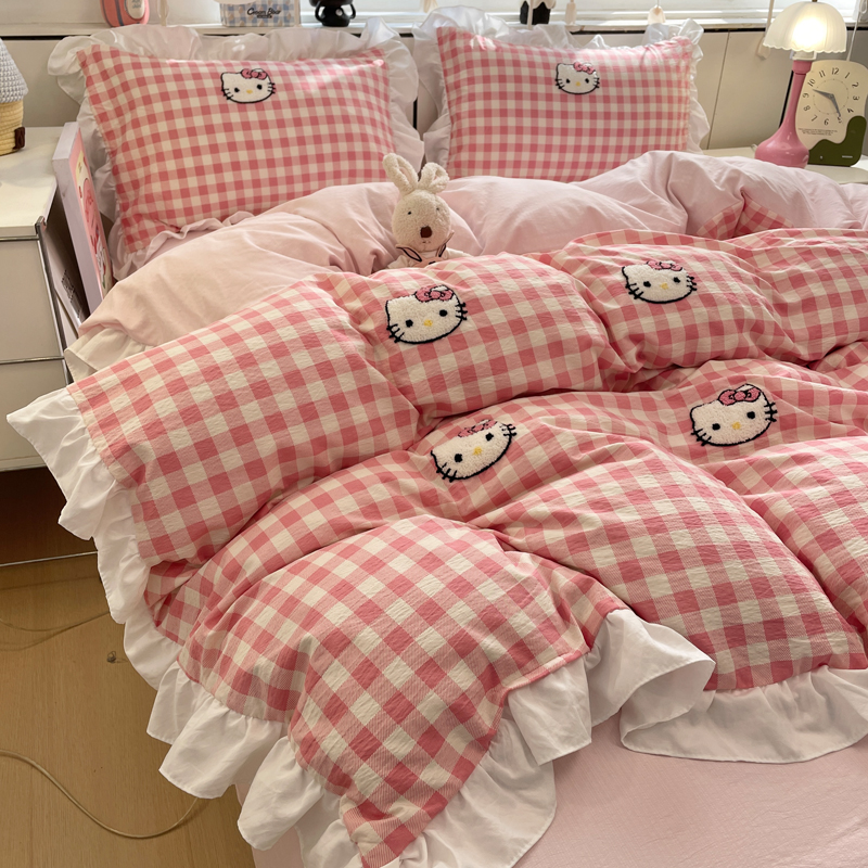 2026新款云感纱毛巾绣花边款四件套