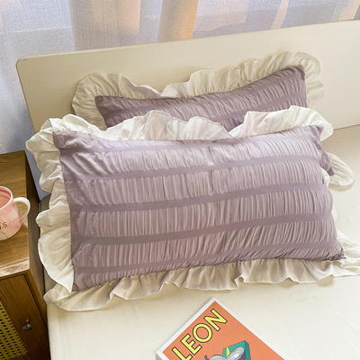 2021新款纯色泡泡纱枕套 48X74cm枕套一对 优雅紫