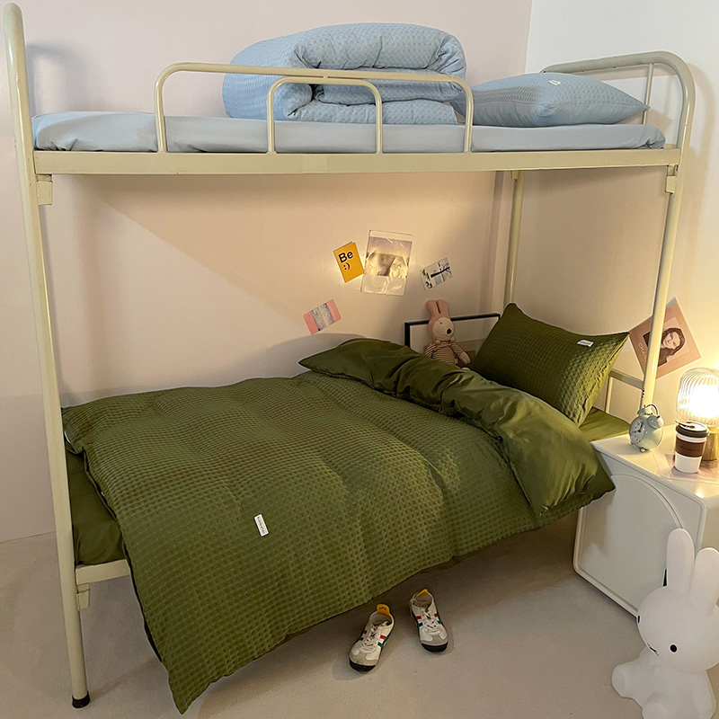 2022新款华芙格系列简约纯色宿舍床四件套（风格二） 1.5m床单款四件套 华芙格-橄榄绿色