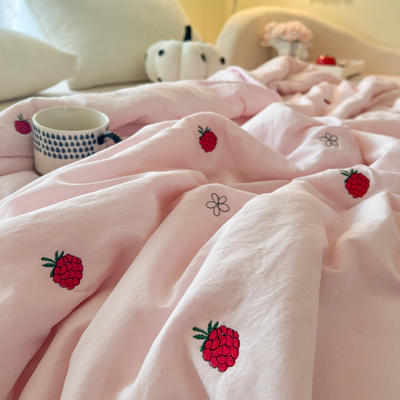 2024新款刺绣水洗棉夏被被子被芯 200x230cm单夏被 粉树莓