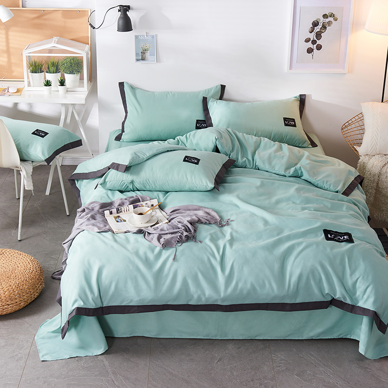 2019新款-磨毛可可款磨毛四件套 床单款1.5m（5英尺）床 可可-珊瑚绿