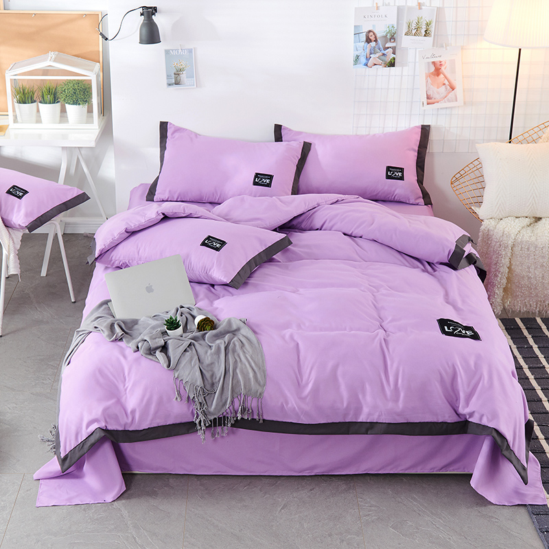 2019新款-磨毛可可款磨毛四件套 床单款1.8m（6英尺）床 可可-香芋紫