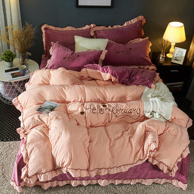 2019新款-水洗棉水晶绒系列四件套 床单款1.5m（5英尺）床 幽兰
