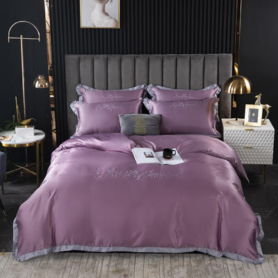 2021新款水洗真丝四件套 床单款标准 优雅紫