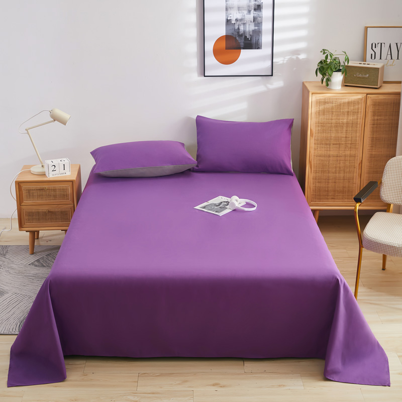2023新款芦荟棉单品床单（大床） 48*74cm枕套一只 浅紫色