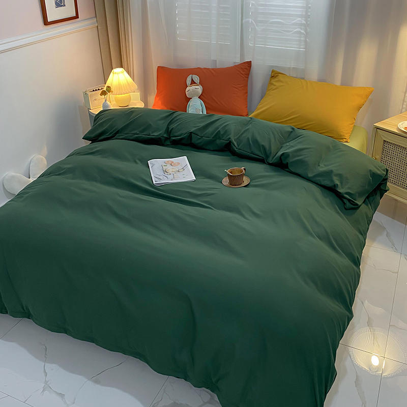 2021新款-磨毛纯色混搭系列单被套单床单枕套 被套180x220cm 墨绿-被套