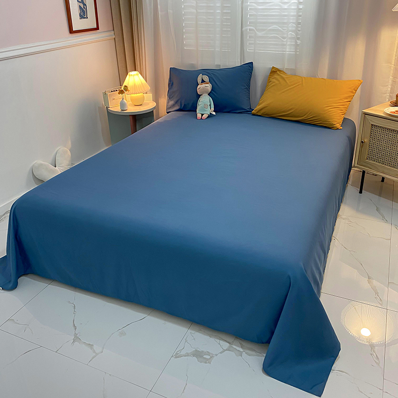 2021新款-磨毛纯色混搭系列单被套单床单枕套 床单230x245cm 宝蓝-床单