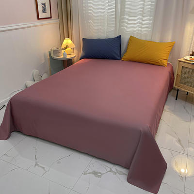2021新款-磨毛纯色混搭系列单被套单床单枕套 床单230x245cm 豆沙-床单
