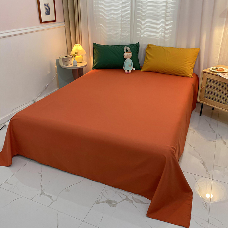 2021新款-磨毛纯色混搭系列单被套单床单枕套 床单230x245cm 橙色-床单