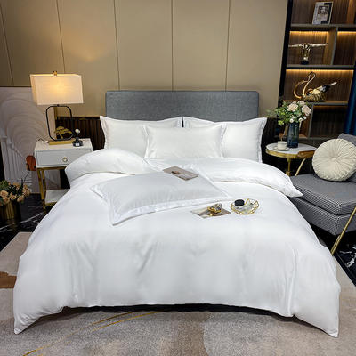纯白宾馆四件套五星级酒店布草名宿白色床上用品可定制 1.5米被套 四件套 简约白