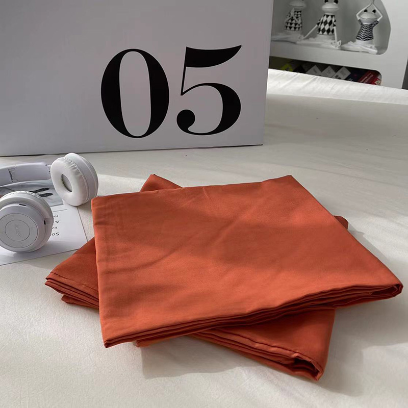 2023新款百搭双拼水洗棉枕套单只装一对枕套 48cmX74cm【一对】 纯橙色