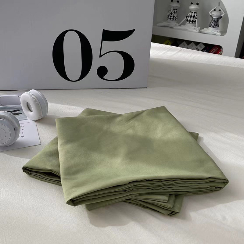 2023新款百搭双拼水洗棉枕套单只装一对枕套 48cmX74cm【一对】 纯豆绿