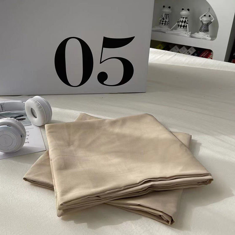 2023新款百搭双拼水洗棉枕套单只装一对枕套 48cmX74cm【一对】 纯奶茶