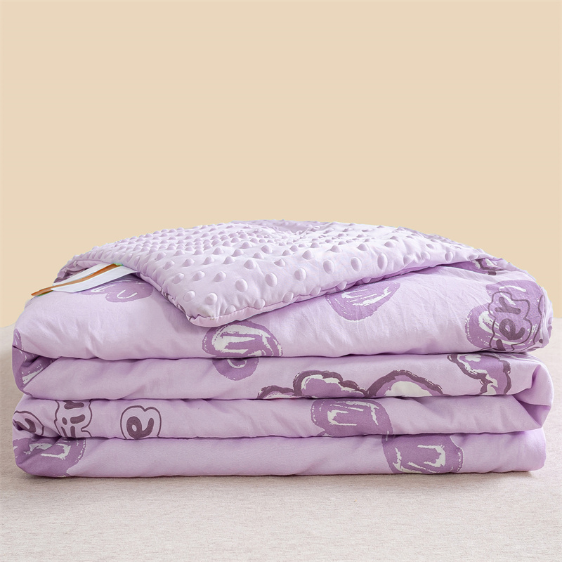 2026新款A类水洗棉凉豆豆夏被被子被芯 紫兔兔