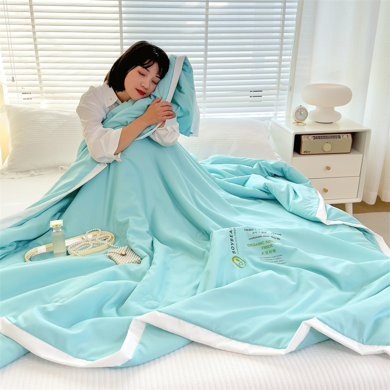 2026新款A类抗菌大豆蛋白夏被被子被芯 雅致-松石绿