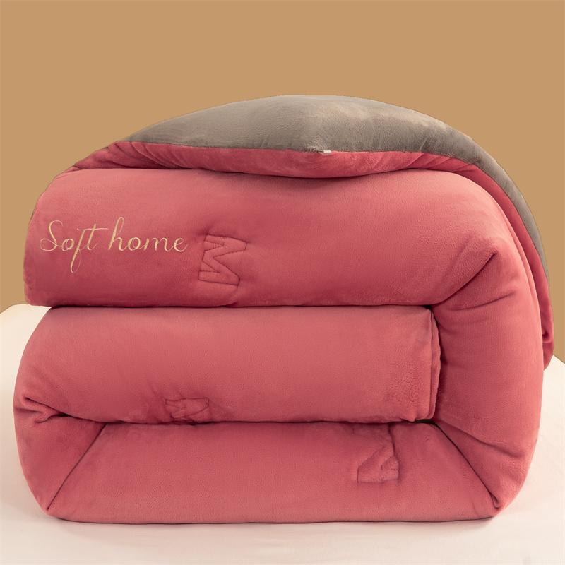 2025新款牛奶绒绣花冬被被子被芯