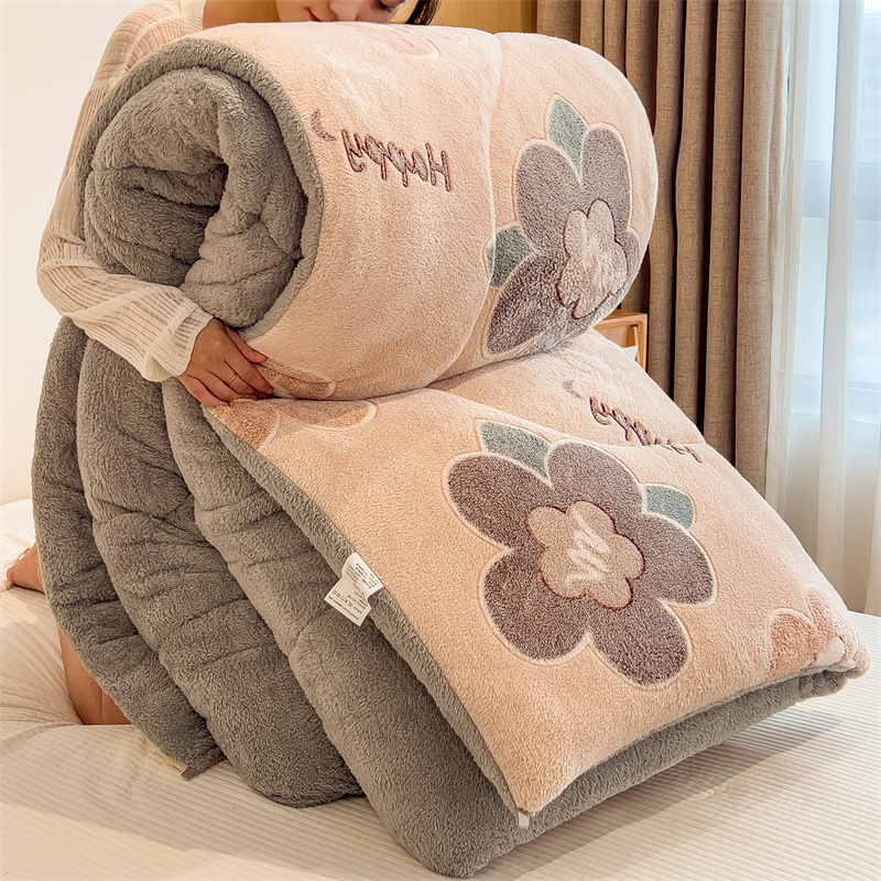 2025新款高克重雪花绒羊羔绒立体绗缝冬被子被芯