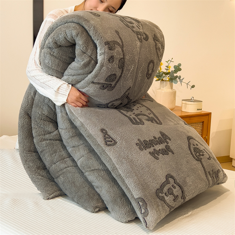 2025新款高克重雪花绒羊羔绒立体绗缝冬被子被芯