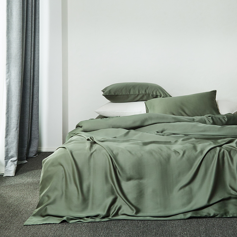 2019新款-素色天丝四件套 1.8m（6英尺）床 松绿