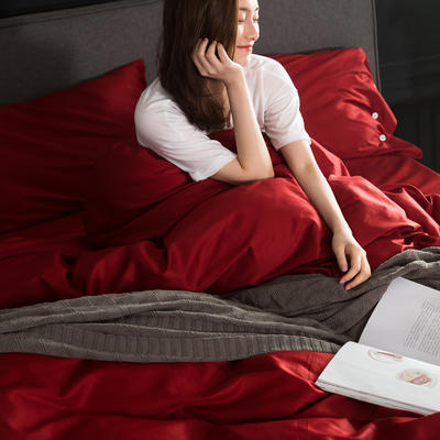 2019新款-60长绒棉素色四件套 床单款1.8m（6英尺）床 威尼斯红