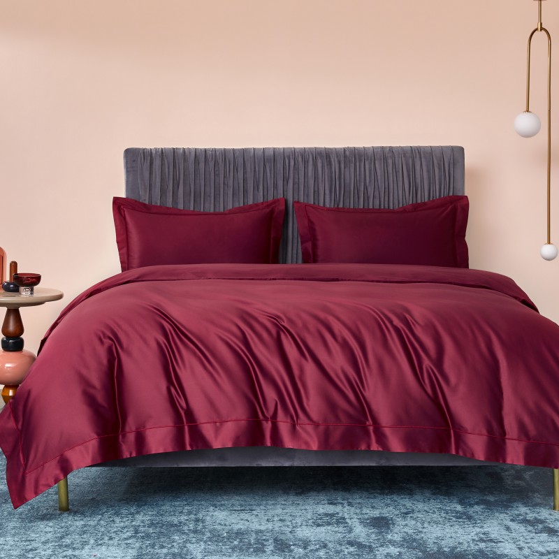 2019新款-100支素色双股匹马棉四件套 床单款1.8m（6英尺）床 洋酒红
