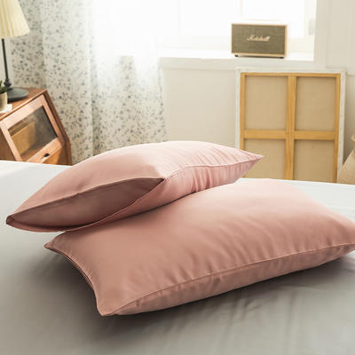 2022新款60天丝素色系列--单枕套 枕套48*74cm/对 梦幻粉