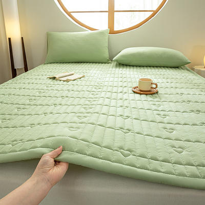 2024新款A类抗菌宽边四季床垫 90*200cm单件床垫 爱心-时尚绿