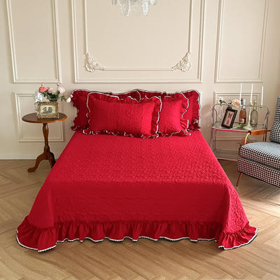 2023新款温妮夹棉绗缝荷叶边单床盖单夏被系列 150*200cm单夏被 红