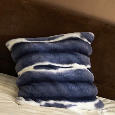 2023新款A版450g皮草绒B版210g牛奶绒毛毯抱枕-加布利尔 抱枕尺寸45*45含芯 抱枕-加布利尔蓝