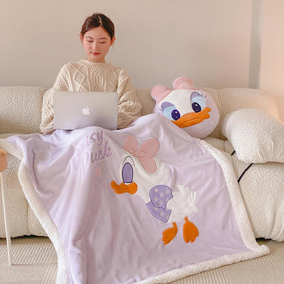 2022新款迪士尼系列牛奶绒双层印花盖毯 100*150cm单盖毯+抱枕/个 黛西