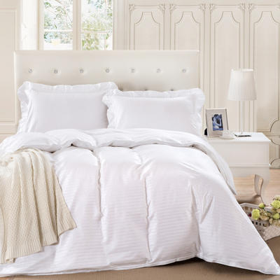 套件16 全棉纯色缎条单层床罩四件套12 1.2米床标准四件套 白色