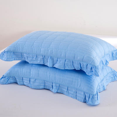 单品枕套类8  全棉缎条纯色夹棉枕 47cmx74cm 天蓝
