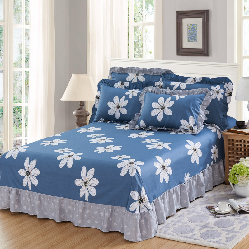 单品床单类3 全棉印花床裙式床单 250*250cm+同款枕套 梦境花