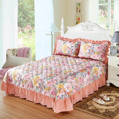 单品床单类4 全棉印花夹棉床单（床盖） 250*250cm+同款枕套 彩云玉色