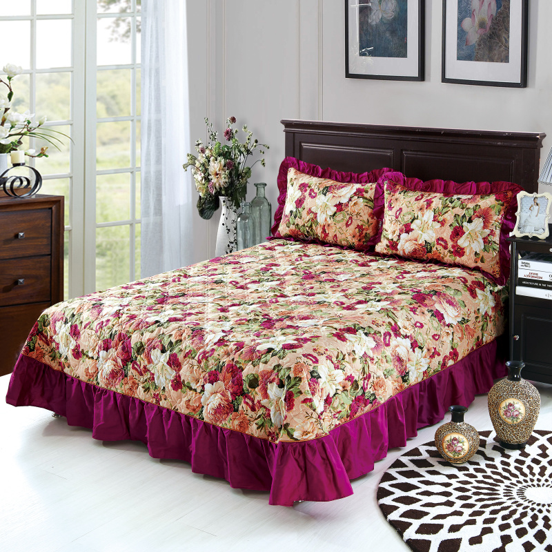 单品床单类4 全棉印花夹棉床单（床盖） 250*250cm+同款枕套 彩云紫色