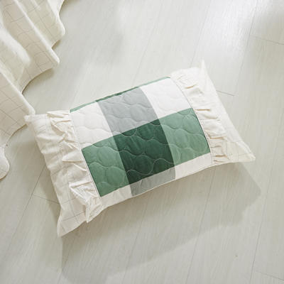 单品枕套类2   全棉 韩式夹棉枕套 45cmX75cm/对 宜家格绿