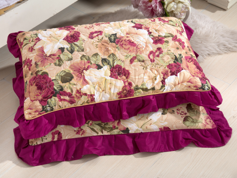 单品枕套类4   全棉普通夹棉枕 45CMX75CM 彩云系紫色