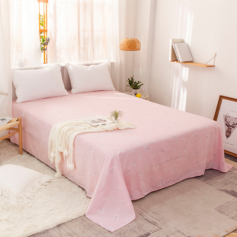 单品床单类1 全棉印花直角床单 160*230cm直角（1米和1.2米床 粉叶子