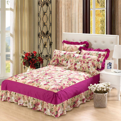 单品床罩类1-1 全棉AB版单层床罩/床裙 150*200*45cm 彩云紫色