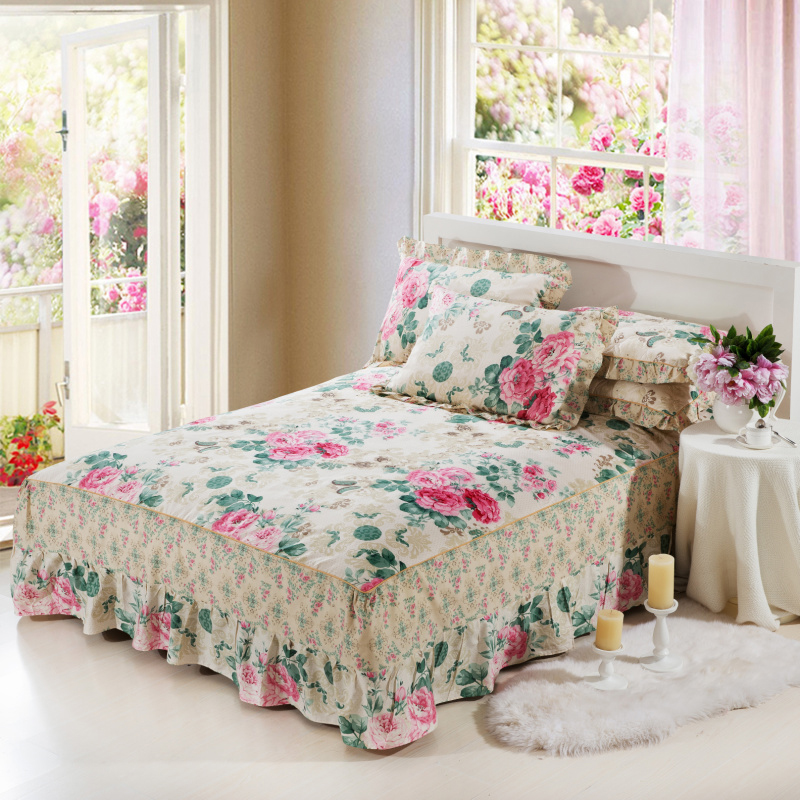 单品床罩类1-1 全棉AB版单层床罩/床裙 150*200*45cm 芬芳花语