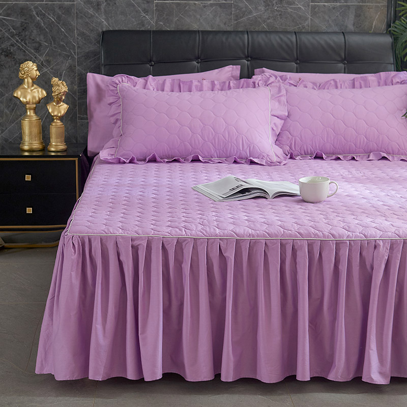 单品-夹棉床裙 180cmx200cm 紫色