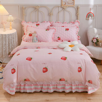 套件10  夹棉床单（床盖）四件套61 1.5m床单款四件套（配加棉被套） 草莓
