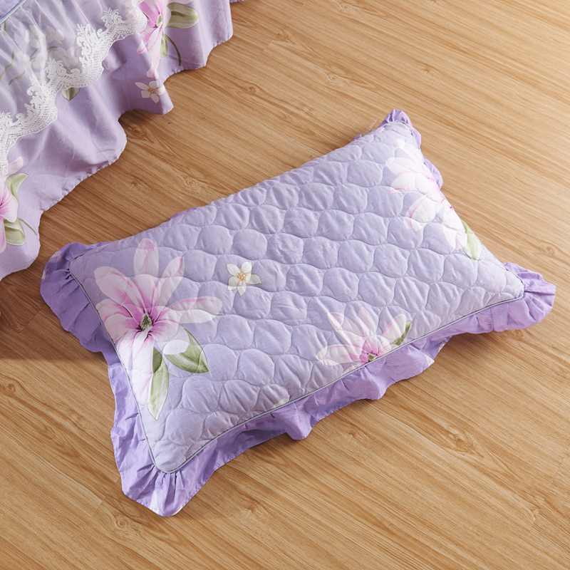 2022新款韩式系列—全棉40支12868单品枕套（夹棉枕） 45cmX75cm/对 紫丁香