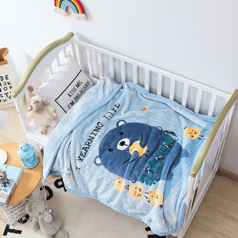 2023款 儿童婴儿毛毯云毯童毯幼儿园午睡盖毯 100x130cm（含礼袋） 淘气熊蓝